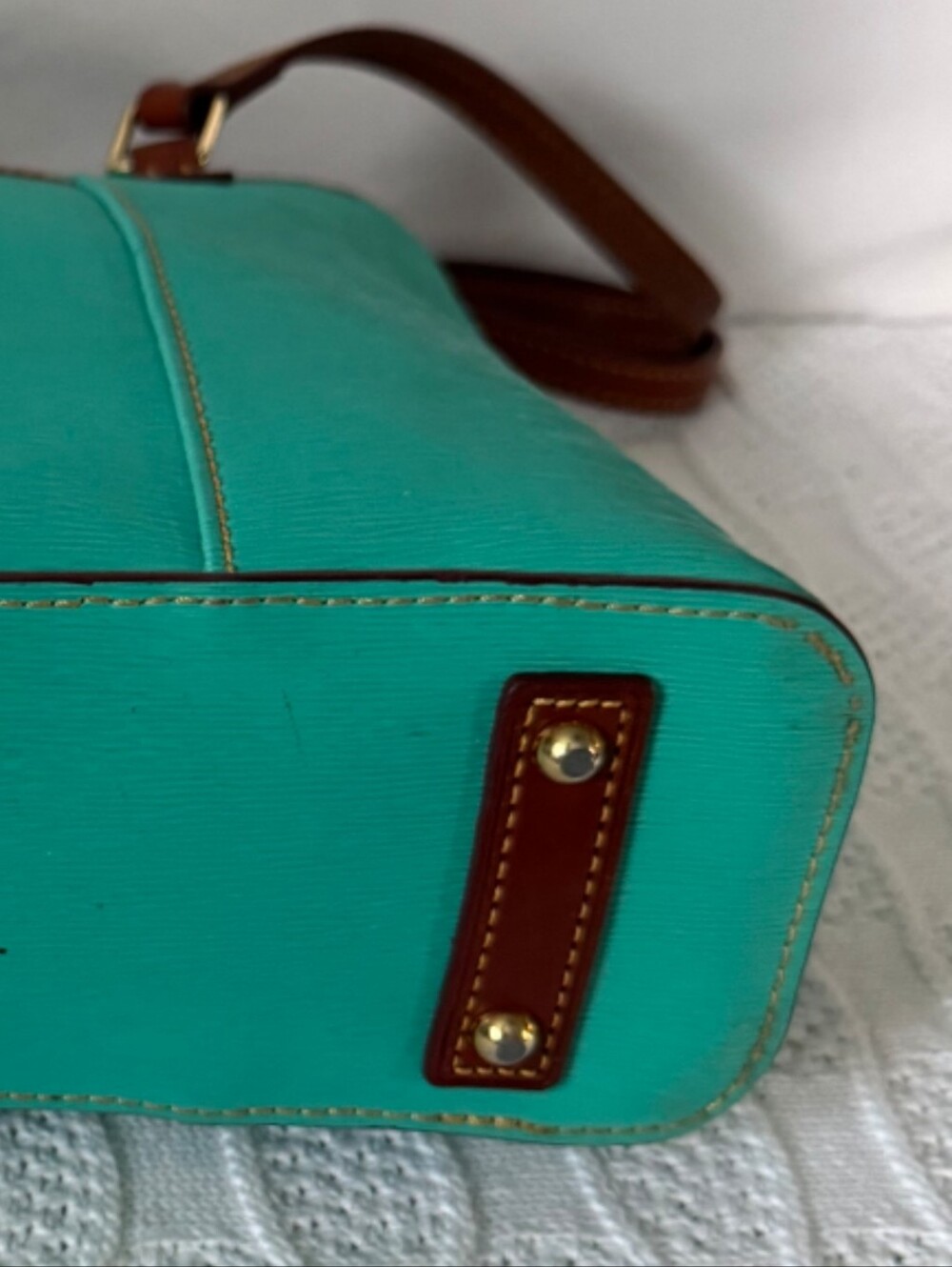 Dooney & Bourke Teal Leather Lexington Tote Bag with Matching Coin Purse EUC - Picture 10 of 13